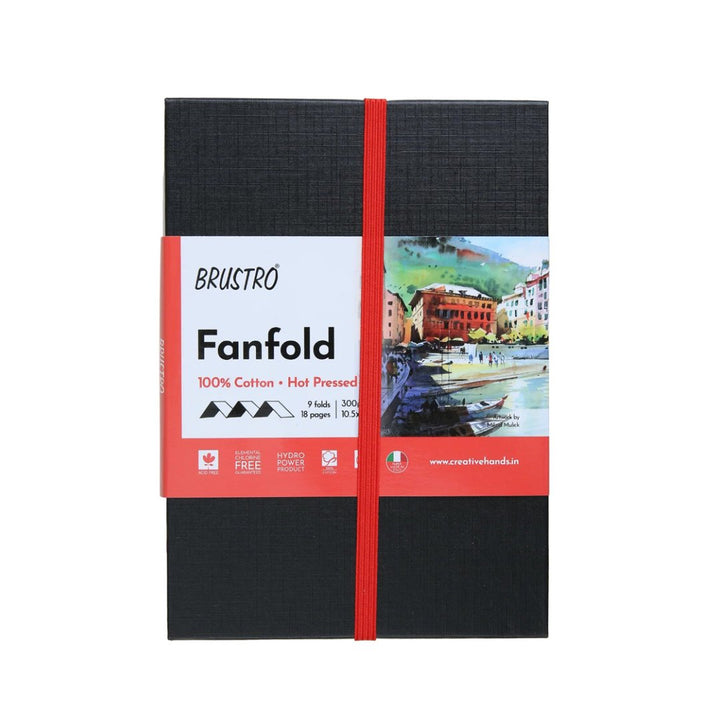 Brustro Artists Fanfold Watercolour Book 100% Cotton Mouldmade 300 GSM - SCOOBOO - BRFFHP301015 - Watercolour Pads & Sheets