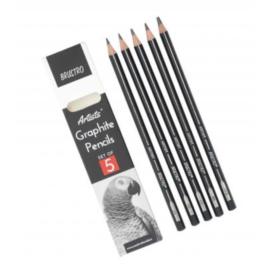 BRUSTRO Artists Graphite Pencils-Set of 5 - SCOOBOO - BRAGPN5 - Sketch pencils
