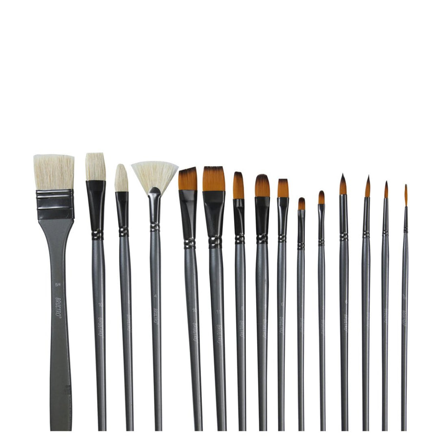 Brustro Artists’ Mixed Hair Brush Set of 15 in PU Bag - SCOOBOO - BRSPAB15 - Paint Brushes