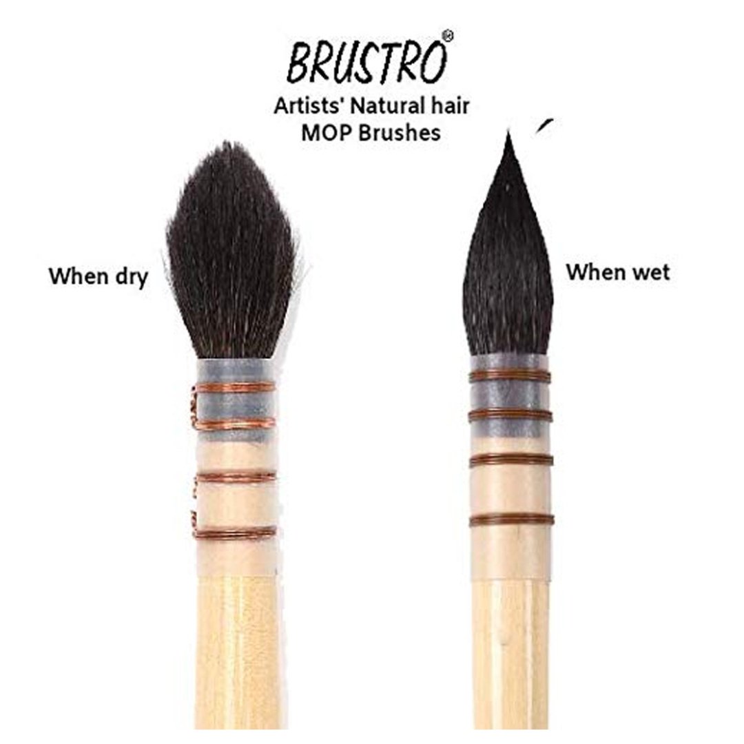 Brustro Artists’ Natural Hair MOP Brush Set of 4 - SCOOBOO - BRMOPBR4 - Paint Brushes