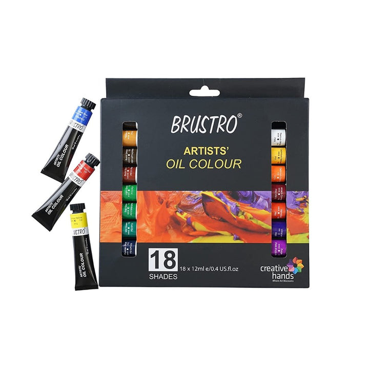 BRUSTRO Artists ’ Oil Colour Set of 18 Colours X 12ML Tubes - SCOOBOO - BROC1218 - Oil colours