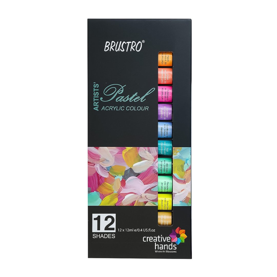 Brustro Artists Pastel Acrylic Colour-Set of 12 - SCOOBOO - BRPASA1212 - Water Colors