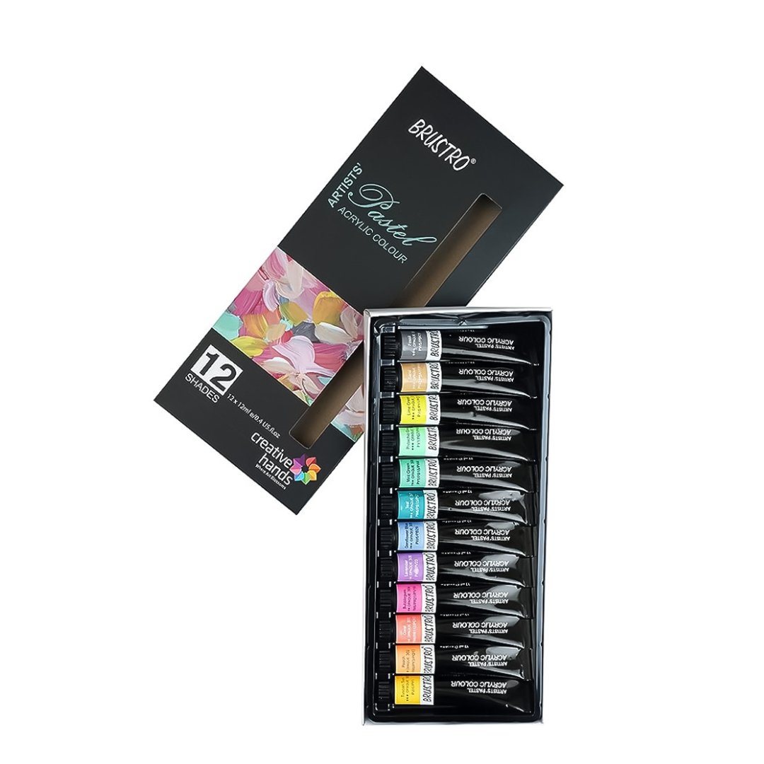 Brustro Artists Pastel Acrylic Colour-Set of 12 - SCOOBOO - BRPASA1212 - Water Colors