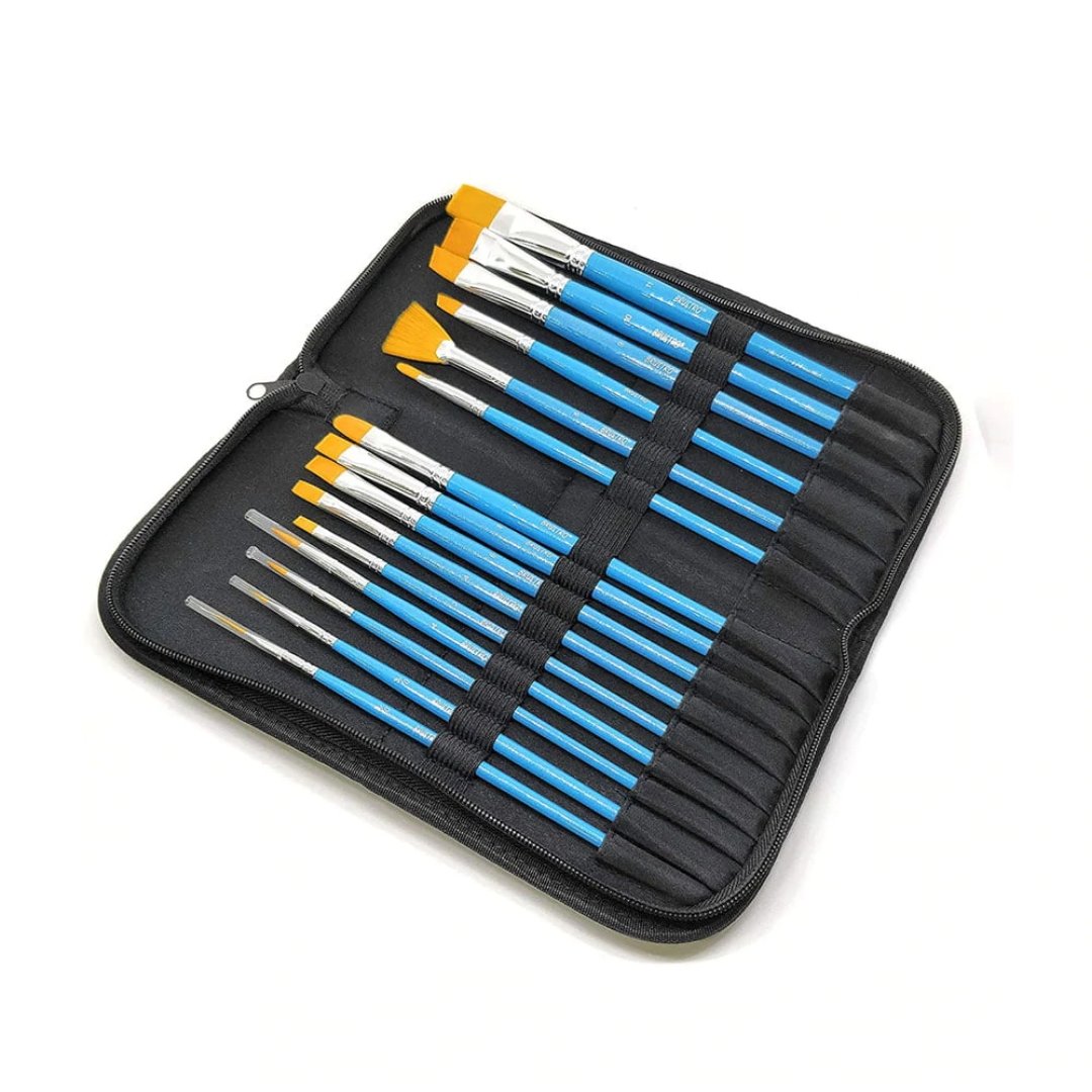 Brustro Artists Taklon Hair Brush Set Of 15 - SCOOBOO - BRZNAB15 - Paint Brushes & Palette Knives