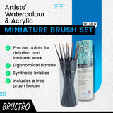 Brustro Artists' Watercolours & Acrylics Miniature Brush Set of 12 - SCOOBOO - BRAMBR12 - Paint Brushes