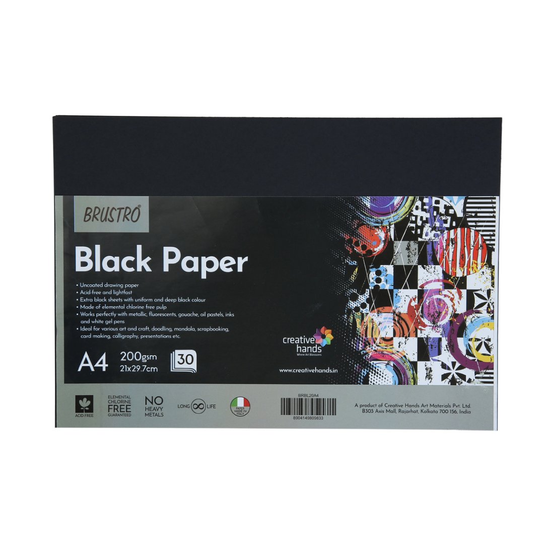 Brustro Black Paper A4 & A5 - SCOOBOO - BRBL20A4 - Loose Sheets