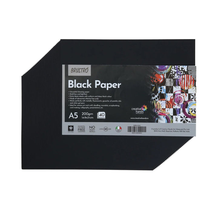 Brustro Black Paper A4 & A5 - SCOOBOO - BRBL20A4 - Loose Sheets