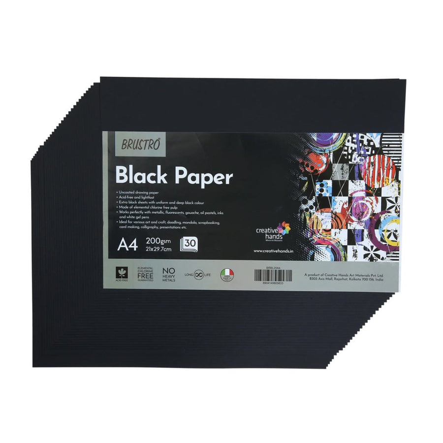 Brustro Black Paper A4 & A5 - SCOOBOO - BRBL20A4 - Loose Sheets