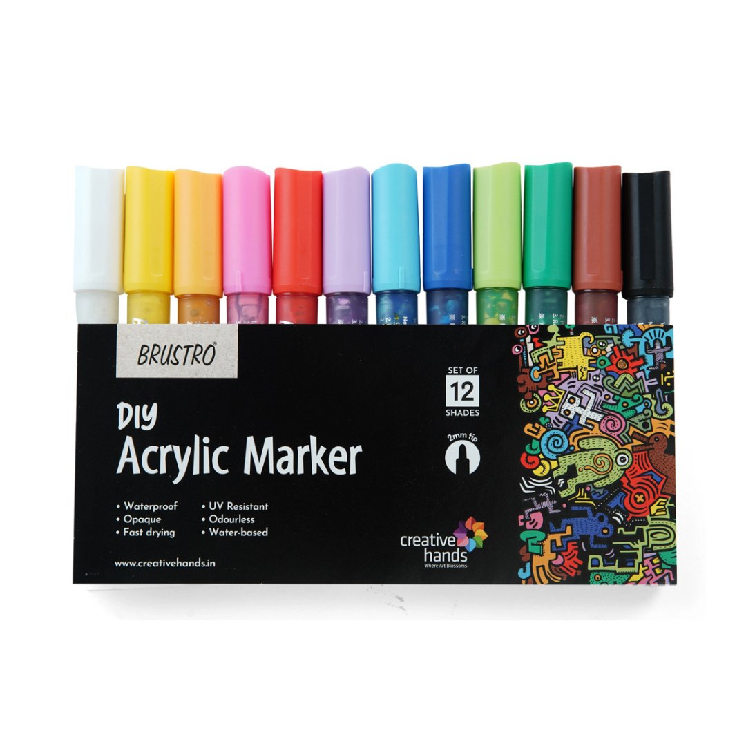 Brustro DIY Acrylic Marker (set of 24) - SCOOBOO - BRAM24BS - Acrylic Colors