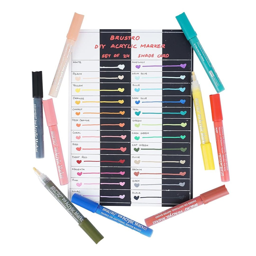 Brustro DIY Acrylic Marker (set of 24) - SCOOBOO - BRAM24BS - Acrylic Colors