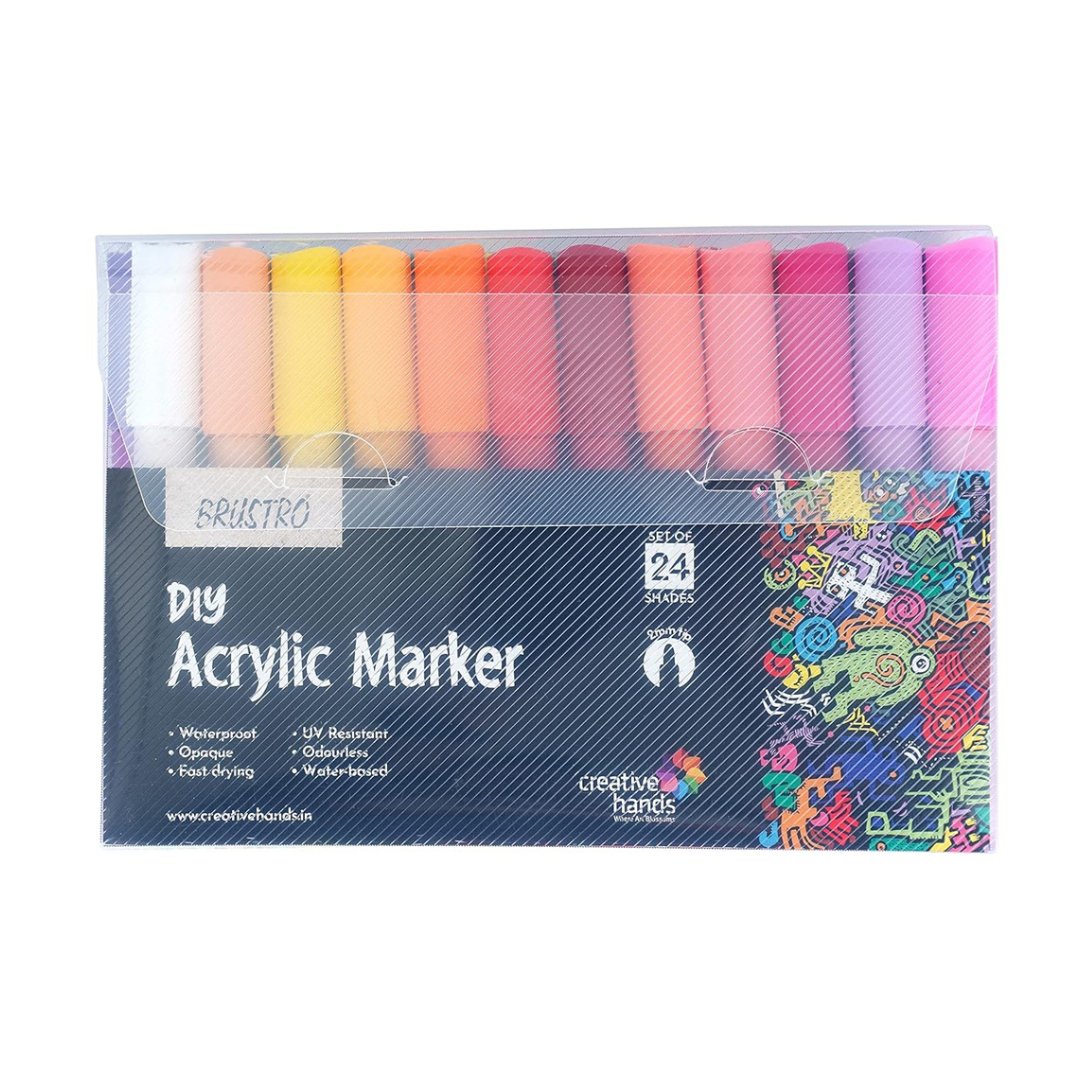 Brustro DIY Acrylic Marker (set of 24) - SCOOBOO - BRAM24BS - Acrylic Colors