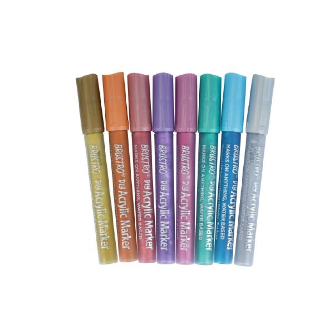 Brustro DIY Metallic Shades Acrtlic Marker (set of 8) - SCOOBOO - BRAM08MT - Acrylic paints