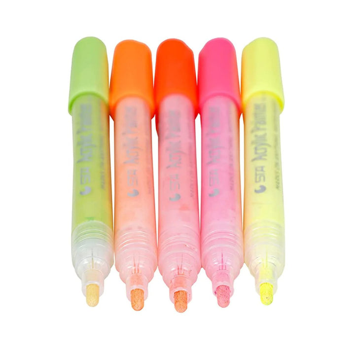 Brustro DIY Neon Acrtlic Marker (set of 5) - SCOOBOO - BRAM05NE - Acrylic Colors