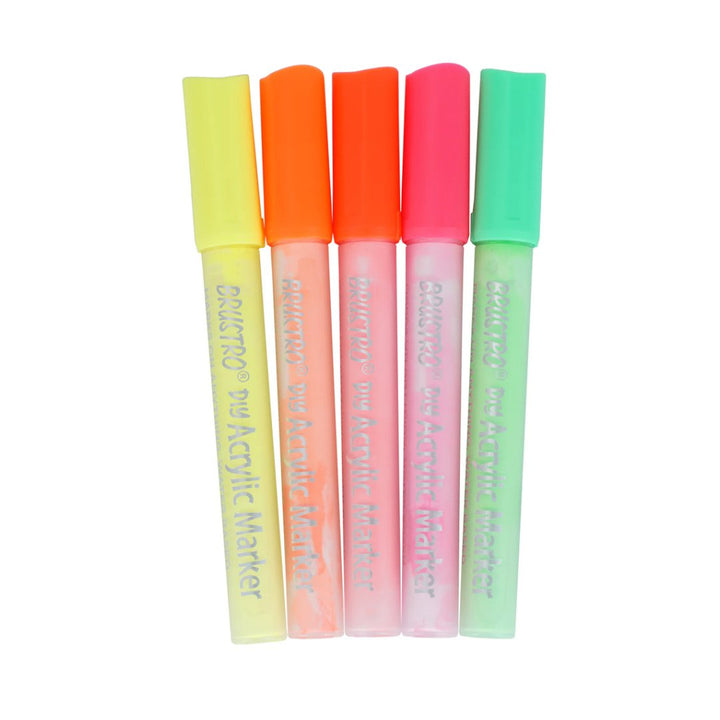 Brustro DIY Neon Acrtlic Marker (set of 5) - SCOOBOO - BRAM05NE - Acrylic Colors