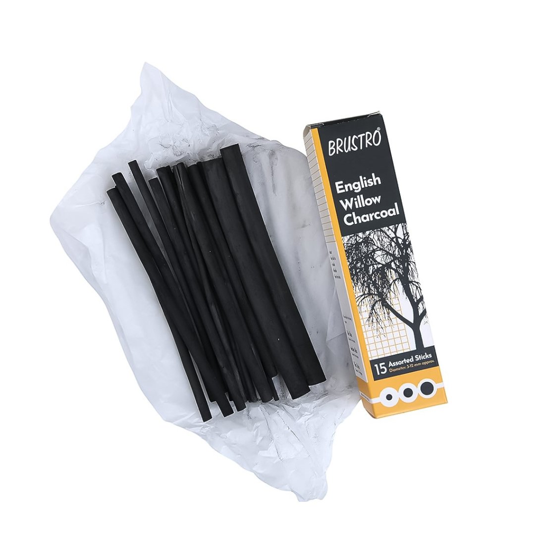 Brustro English Willow Charcoal Assorted (15 Sticks) - SCOOBOO - BREWLCAS - Charcoal Pencil
