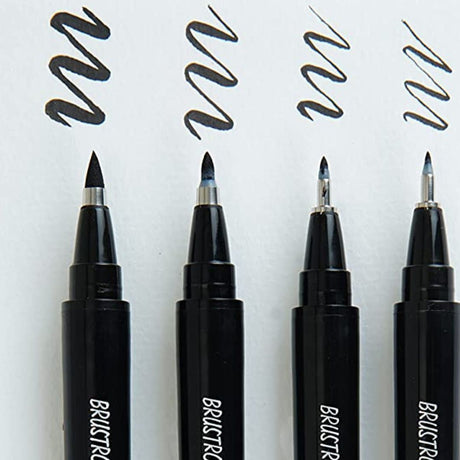 Brustro Fude Hard Tip Brush Pen (Set Of 4) - SCOOBOO - BRFHBP4 - Brush Pens