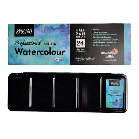 Brustro Professional Artists-Half Pan Set Of 24 - SCOOBOO - BRPWHP24 - Water Colors