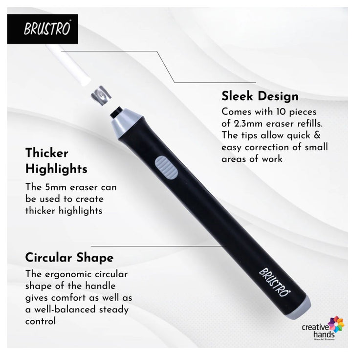 Brustro Slim Battery Operated Automatic Eraser, with 22 Refills and 2 Eraser Holders - SCOOBOO - BRSBOE - Eraser & Correction