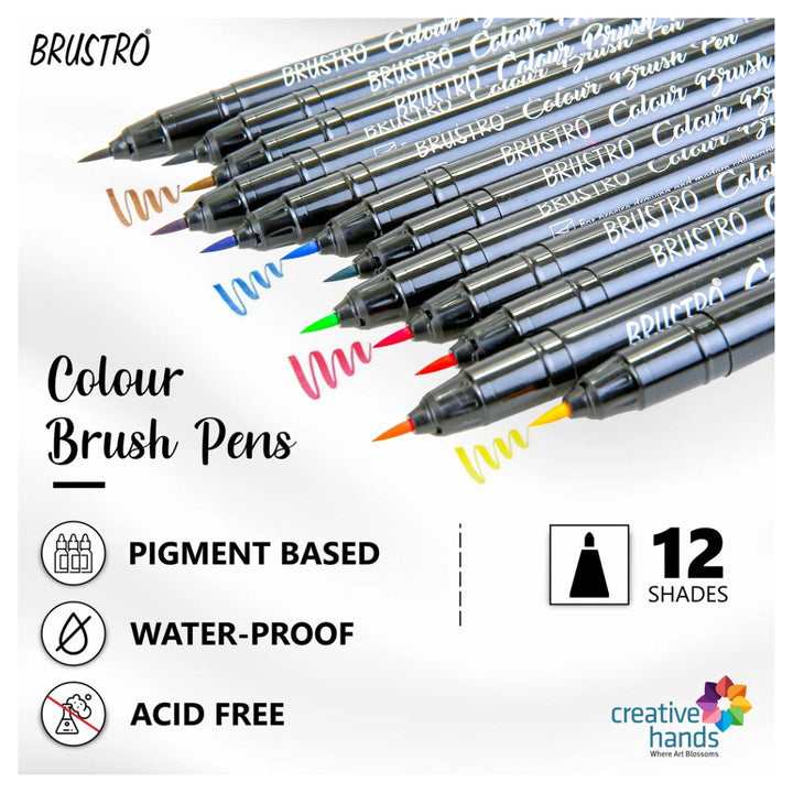 Brustro Soft Brush Pens - SCOOBOO - BRCBPPG12 - Brush Pens
