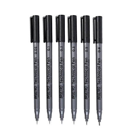 Brustro Technical Pen Black (Pack of 6) - SCOOBOO - BRTPBA6 - Fineliner