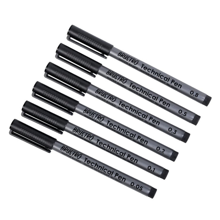 Brustro Technical Pen Black (Pack of 6) - SCOOBOO - BRTPBA6 - Fineliner