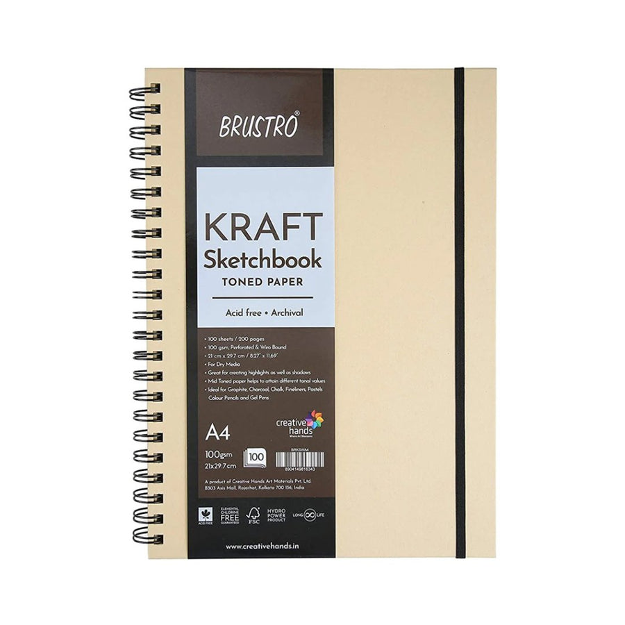 Brustro Toned Paper – Kraft Sketchbook - SCOOBOO - BRKSWA5 - Sketch & Drawing Pad
