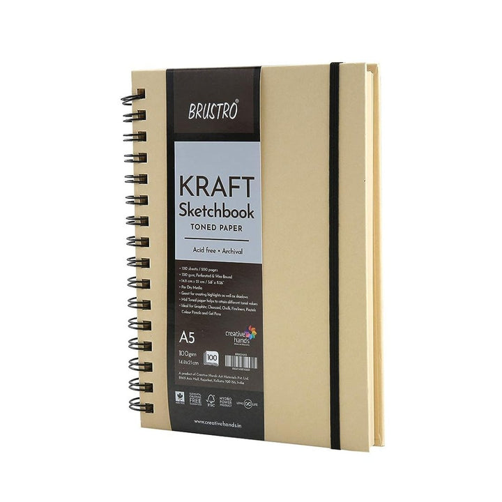 Brustro Toned Paper – Kraft Sketchbook - SCOOBOO - BRKSWA5 - Sketch & Drawing Pad