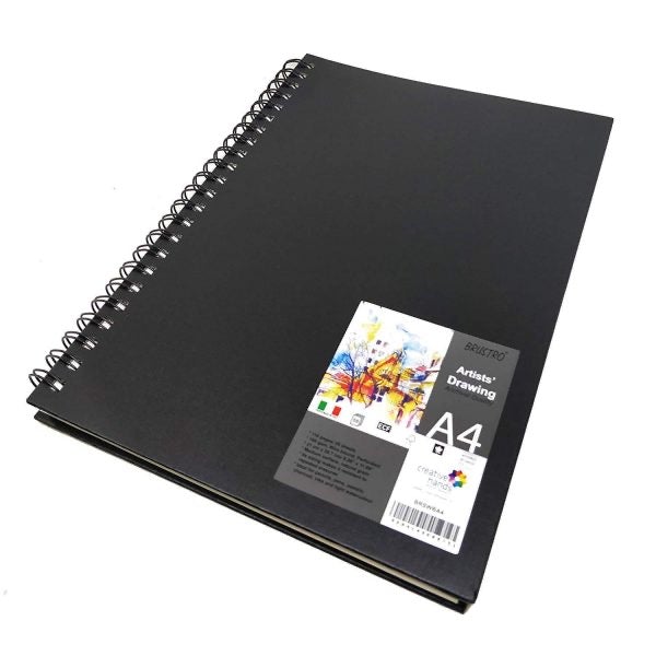 Brustro Black Sketchbook A5, Wiro Bound, 200GSM (40 Sheets)  80 Pages for  Captivating Artwork / Buy now ! – BrustroShop