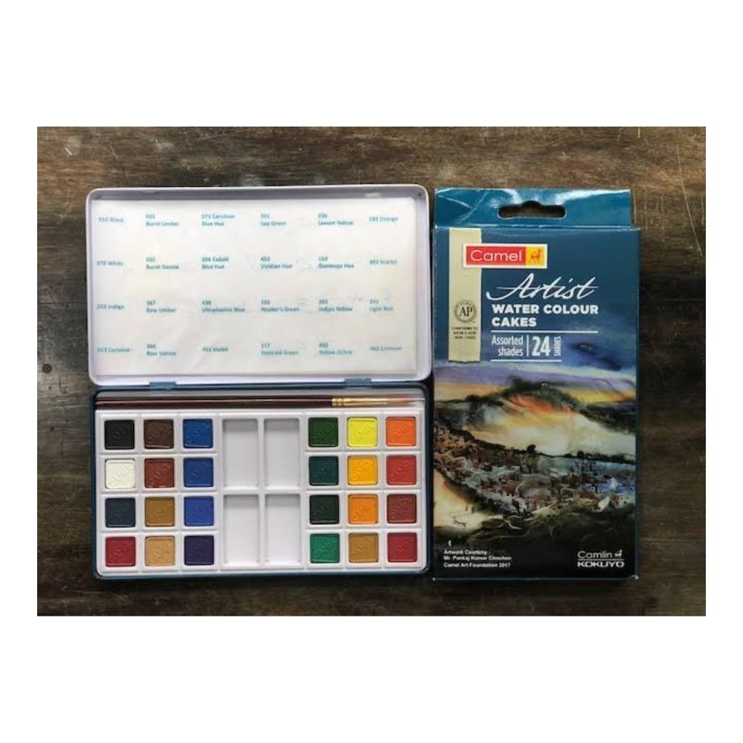 Camel Water Colour Cakes - 24 Shades - Online Stationery Trivandrum