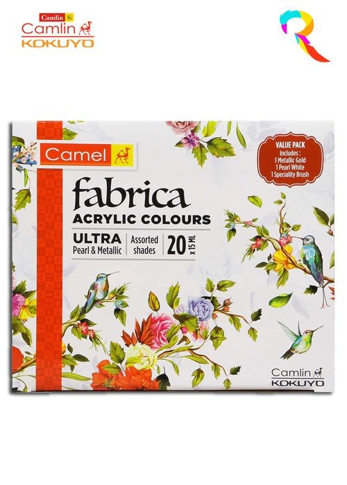 Camel Fabrica Acrylic Colours Ultra, Pearl & Metallic – 20 Shades, 15ml each - SCOOBOO - 0818468 - Acrylic paints