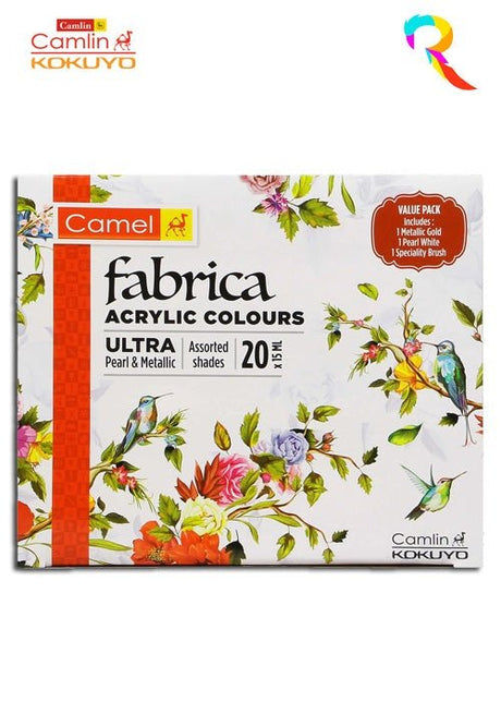 Camel Fabrica Acrylic Colours Ultra, Pearl & Metallic – 20 Shades, 15ml each - SCOOBOO - 0818468 - Acrylic paints