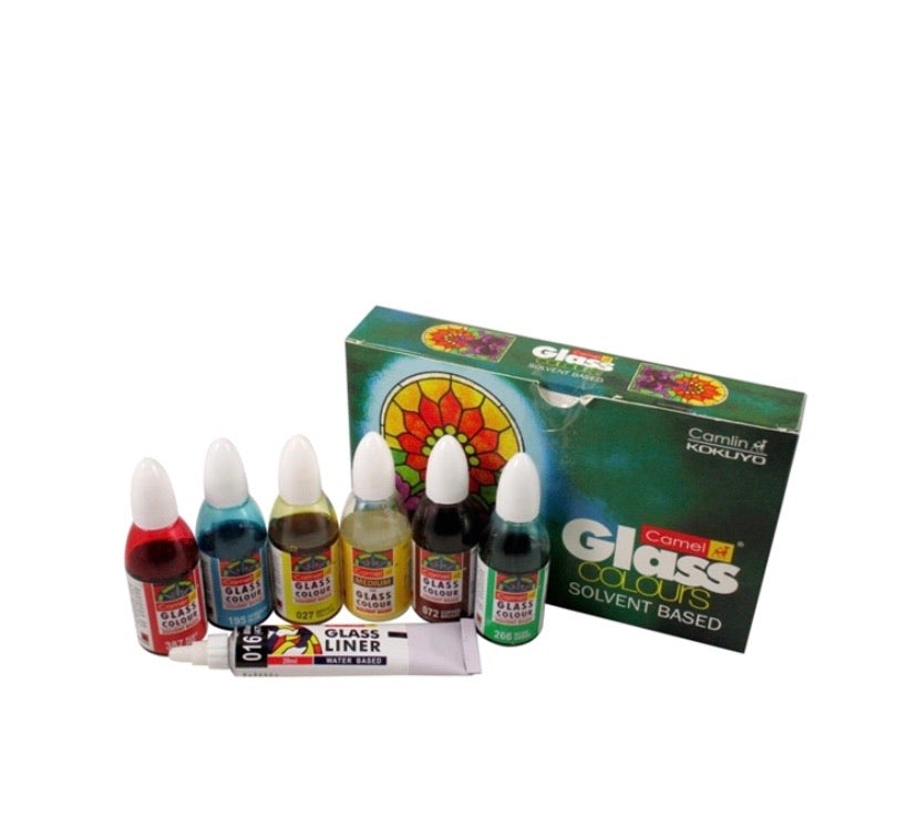 Camel Glass Colours Set (Solvent Based) - SCOOBOO - 2911628 - Glass Paints & Markers
