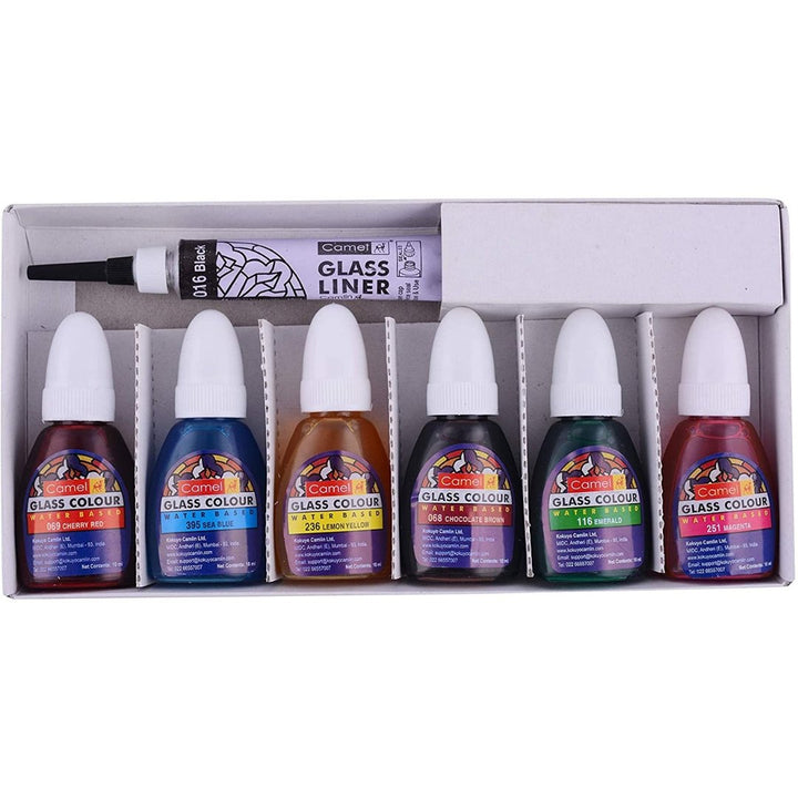 Camel Water Based Glass Colour Set 6 Shades - SCOOBOO - 3006629 - Glass Paints & Markers