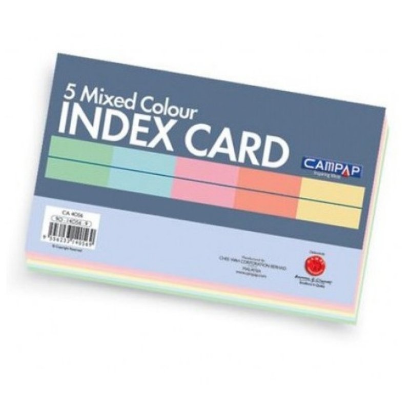 Campap 5 Mixed Colour Index Card- 100 Sheets - SCOOBOO - CA 4056 - Sticky Notes