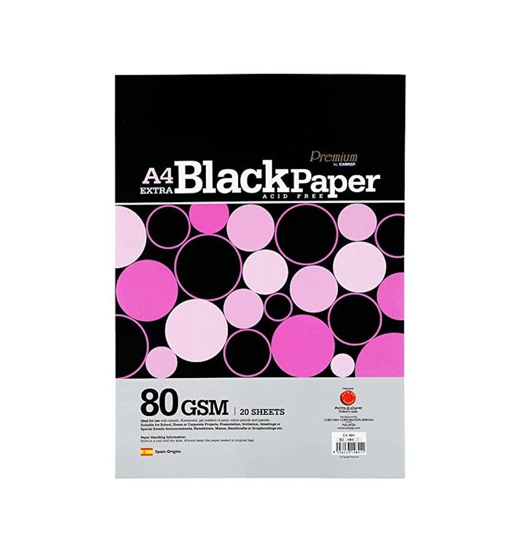 Campap Acid Free 80 GSM A4 Black Drawing Paper-20 Sheets - SCOOBOO - CA 4841 - Loose Sheets
