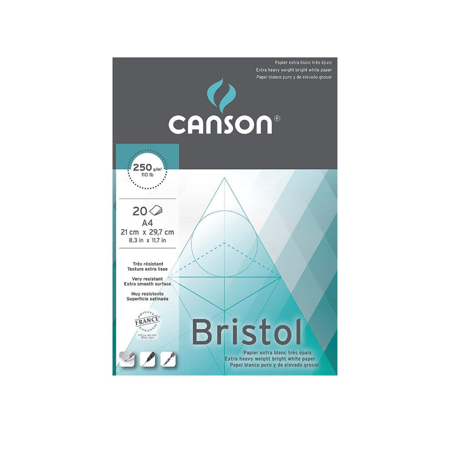 Canson Bristol Drawing Paper Pad 250gsm A4, Pack of 20 - SCOOBOO - 200457120 - Sketch & Drawing