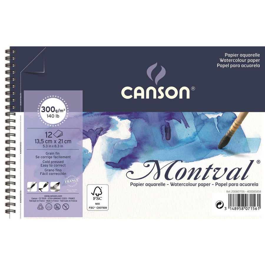 Canson A5 Watercolour pad Including 10 Sheets of White Cold Pressed  Watercolour Paper A3