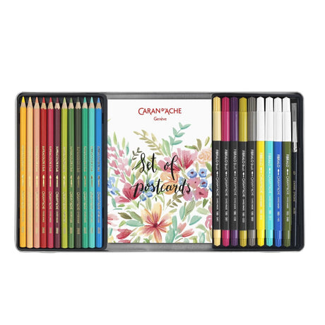 Caran d'Ache Botanical Colouring and Lettering Set by Julie Thomas - SCOOBOO - 3000.123 - Gift hamper