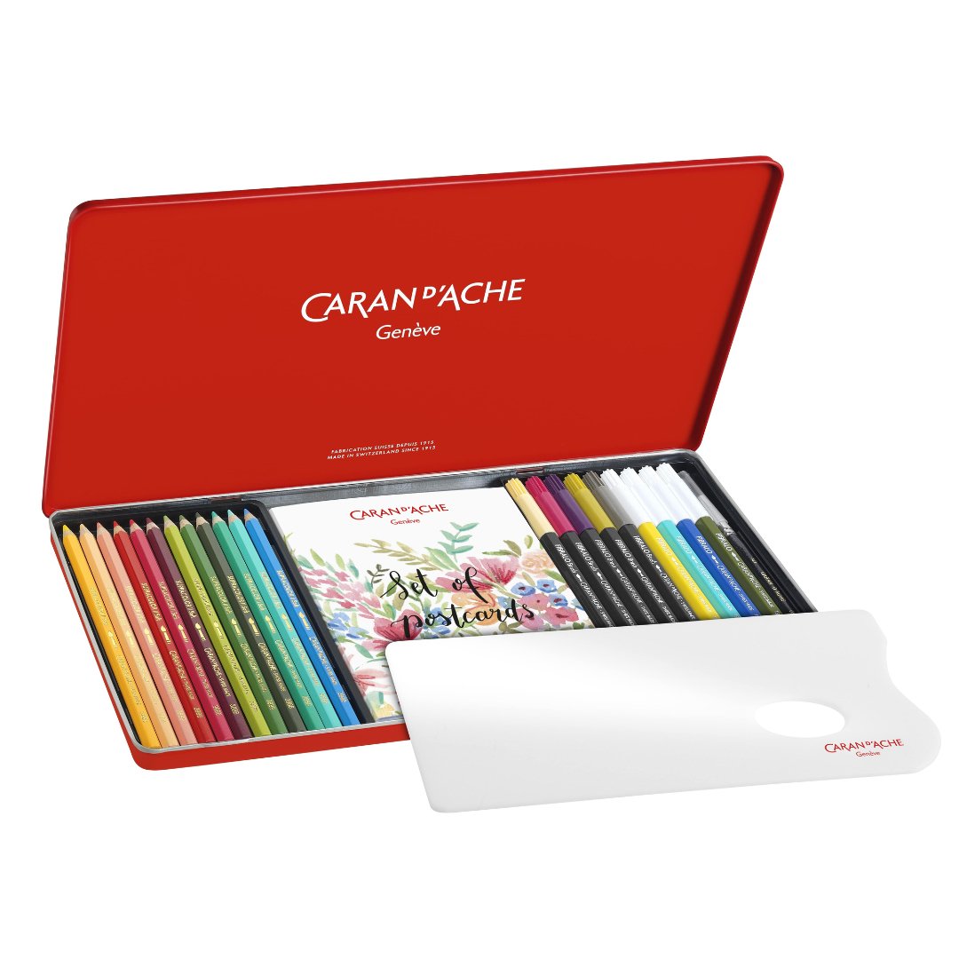 Caran d'Ache Botanical Colouring and Lettering Set by Julie Thomas - SCOOBOO - 3000.123 - Gift hamper