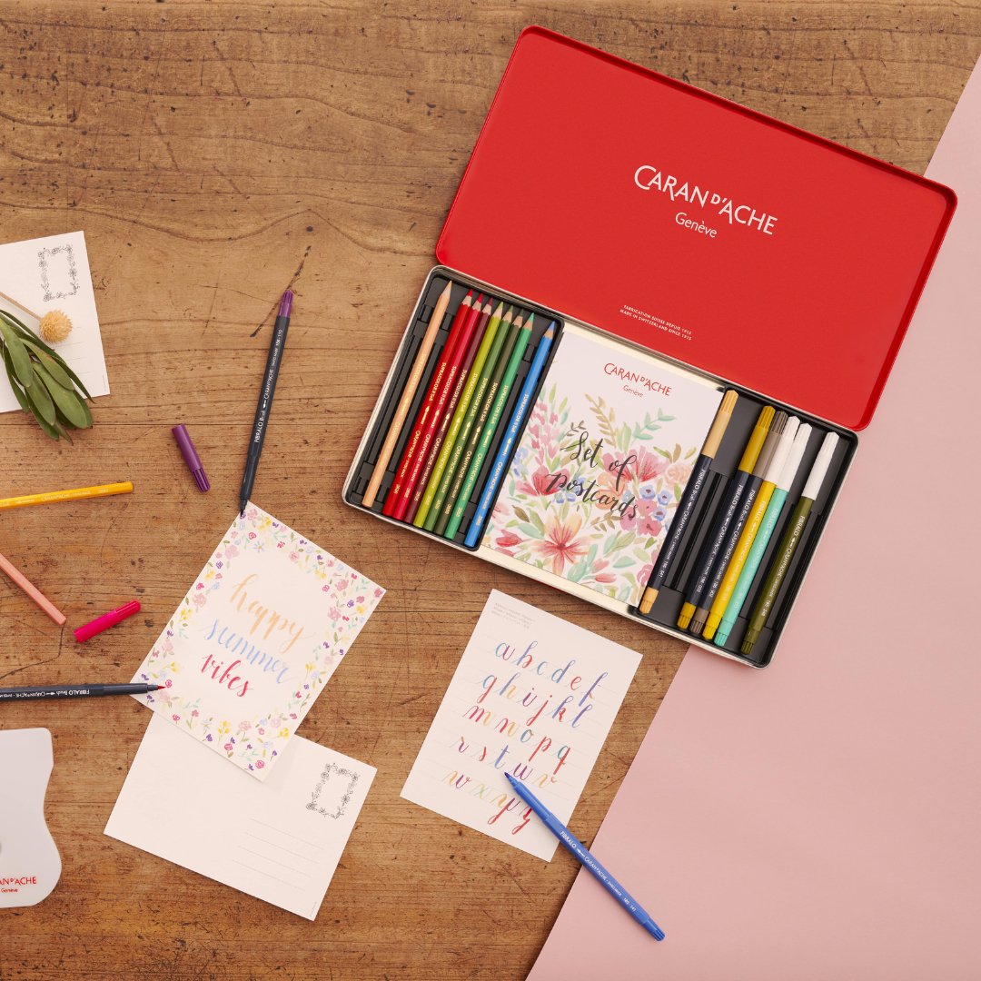 Caran d'Ache Botanical Colouring and Lettering Set by Julie Thomas - SCOOBOO - 3000.123 - Gift hamper