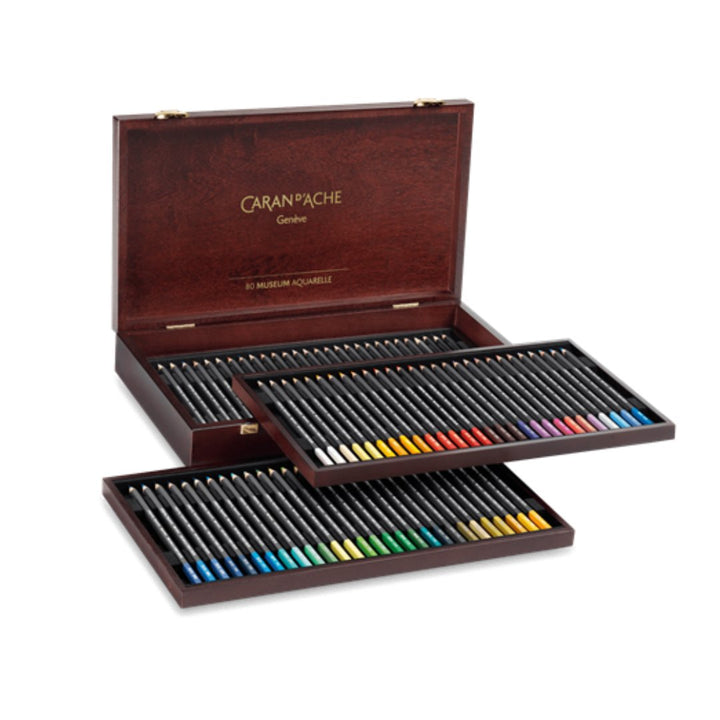 Caran d'ache Museum Aquarelle 76 color Shades Wooden Box - SCOOBOO - 3510.476 - Watercolour Pencils
