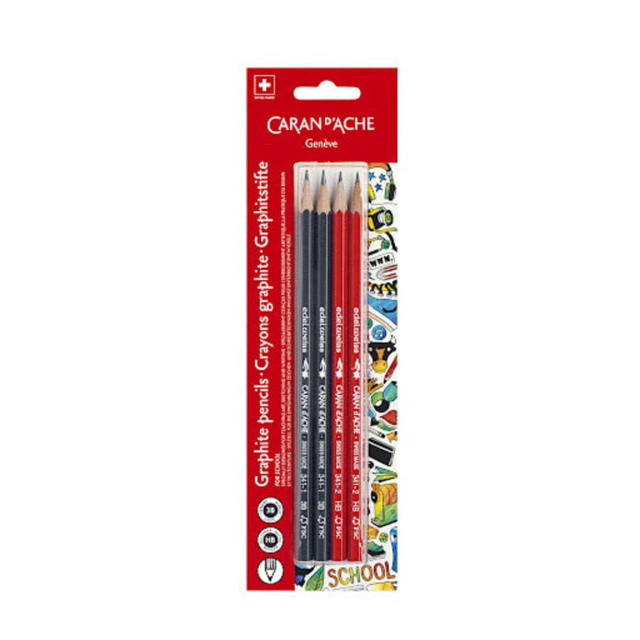 Caran d'ache School Line 4 Graphite Pencil 3b-Hb - Blister Pack - SCOOBOO - 341.704 - Pencils