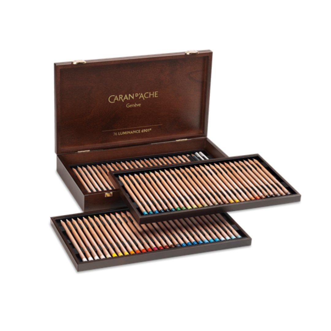 CARAN D'ACHE LUMINANCE6901(WoodenBOX)76色 Caran'd ache Luminance Colour Pencil-Wooden Box Set Of 76