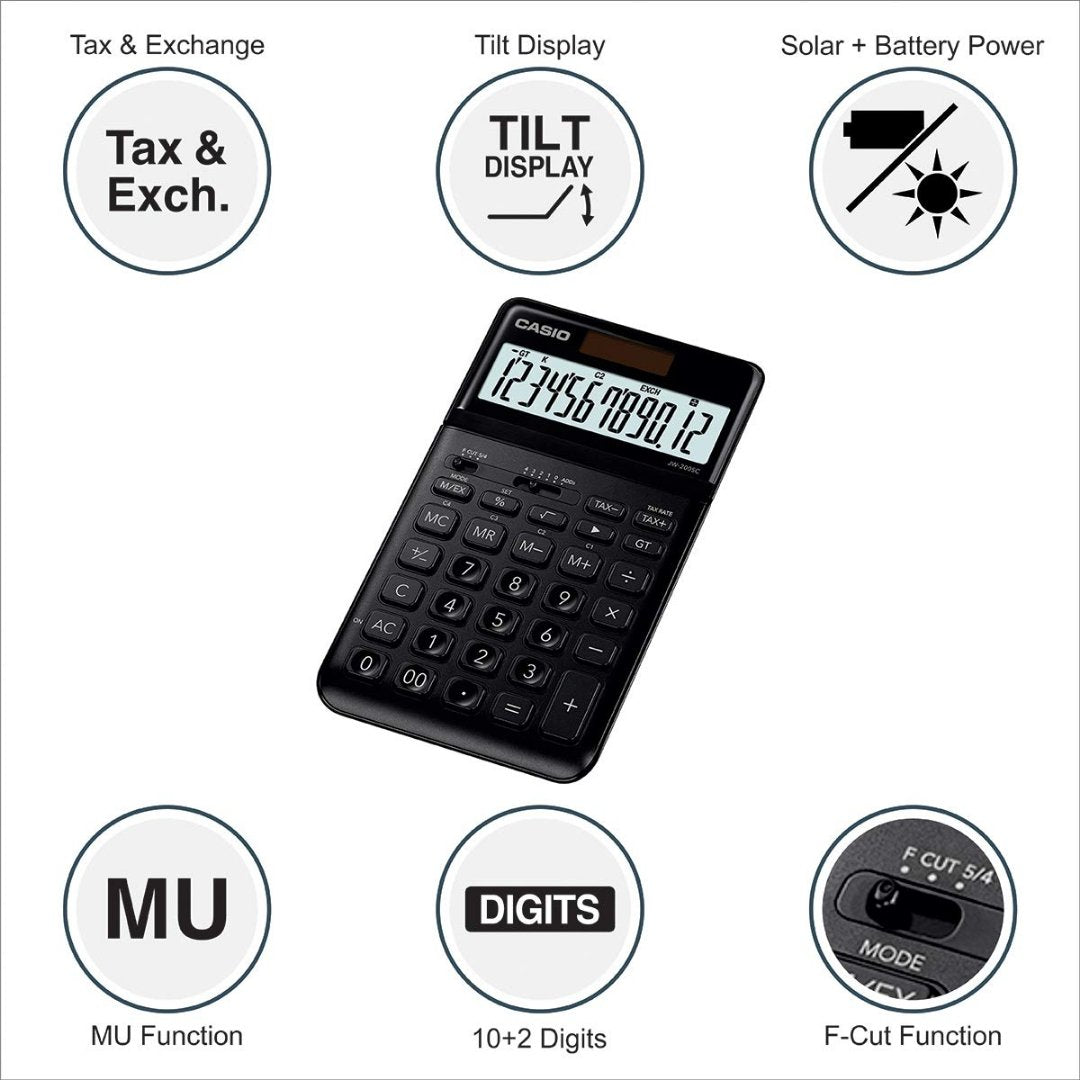 Casio Premium & Stylish Calculator (Black) - SCOOBOO - JW-200SC-BK - Digital Calculators