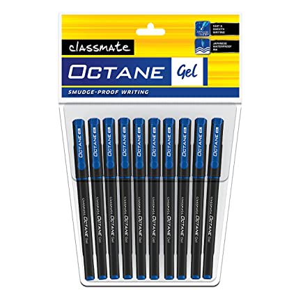 Classmate Octane Smudge-Proof Writing Gel Pens (Pack Of 10) - SCOOBOO - 04030168 -