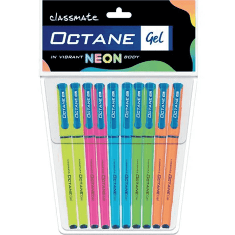 Classmate Octane Vibrant Neon Colors-Pack Of 10 - SCOOBOO - 04030666NE - Gel Pens