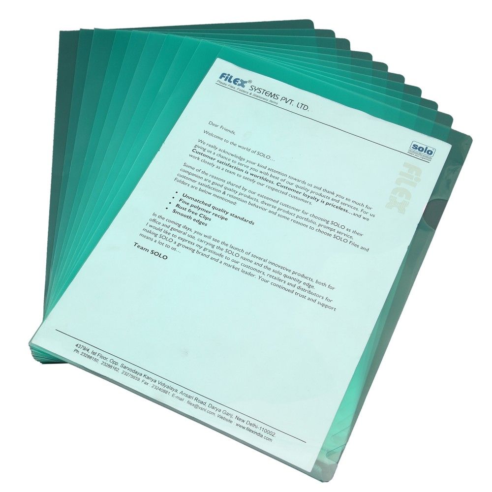 Solo Clear Folder A4 Size Pack Of 10 - SCOOBOO - CH101 - Folders & Fillings