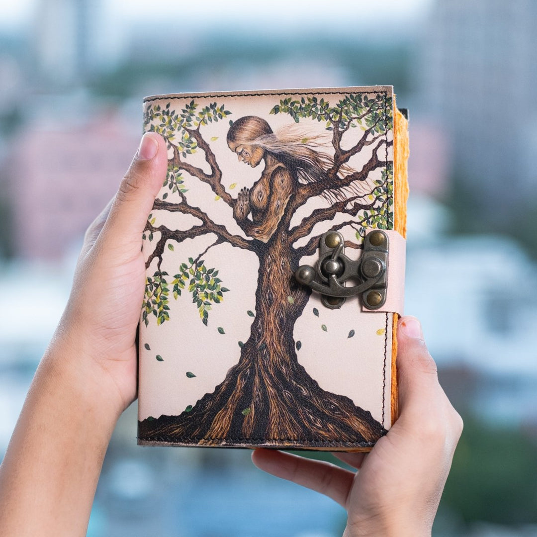 Craft Junky Vintage Leather-Bound Diary Journal with Mother of Earth Print - SCOOBOO - Journals