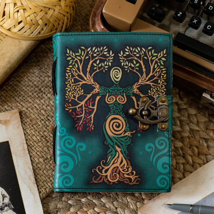 Craft Junky Vintage Leather-Bound Diary Journal with Mother of Earth Print - SCOOBOO - journals