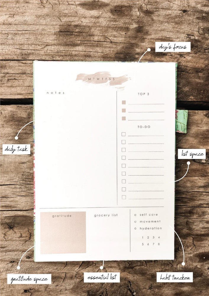 Daily Planner Notepads (60 sheets) - SCOOBOO - -